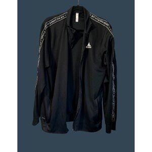Adidas Mens Black Track Jacket With Zipper Closure & Logo Detail Size Large